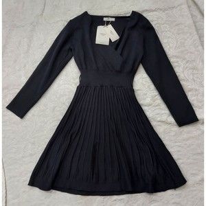 Belted Wrap Pleated Knit Dress - Ladies Dusk Fashion Women Size XS